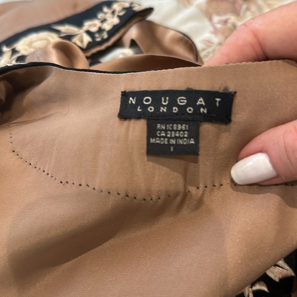 Nougat London Blush Pink with Black Embroidered Floral Design Blouse Size Small - Picture 4 of 4